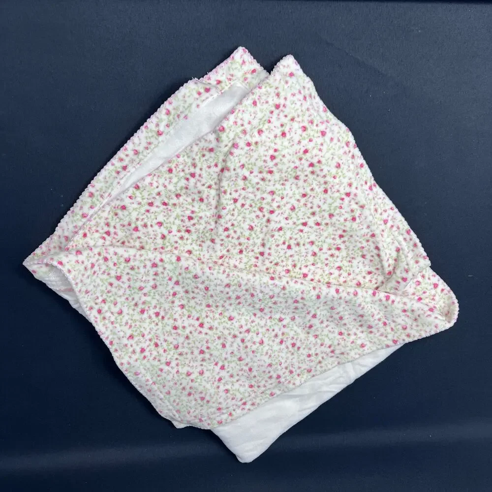 Little‎ Me Floral Blanket Reversible Velour Bow White Pink Receiving Lovey Throw